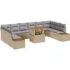 Image de vidaXL Ensemble de canapé de jardin avec mémoire 11 pcs Beige Poly Rattan