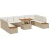 Image de vidaXL Ensemble de canapé de jardin avec mémoire 11 pcs Beige Poly Rattan