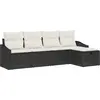 Image de vidaXL Ensemble canapé avec coussins avec mémoire noir poly rotin