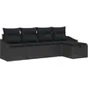 Image de vidaXL Ensemble de canapés avec coussins et rangement 5 pièces Noir Poly-rotin