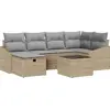 Image de vidaXL Ensemble canapé avec coussins avec mémoire Beige et gris clair Poly-Rotin