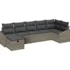Image de vidaXL Ensemble de canapés avec coussins avec mémoire 7 pcs Gris Poly-Rotin