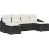Image de vidaXL Ensemble de canapé de jardin avec coussins 6 pcs noir Poly rotin