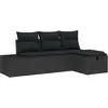 Image de vidaXL Ensemble de canapé de jardin avec coussins 4 pcs noir Poly rotin
