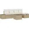 Image de Ensemble de canapé de jardin vidaXL, 6 pièces, beige, en polyrotin