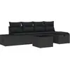 Image de vidaXL Ensemble de canapé de jardin avec coussins 6 pcs noir poly rotin