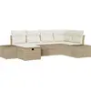 Image de Ensemble de canapés de jardin vidaXL, 6 pièces, beige, en polyrotin