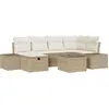 Image de Ensemble de canapé de jardin vidaXL, 7 pièces, beige, en résine tressée