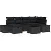 Image de vidaXL Ensemble de canapé de jardin avec coussins 7 pcs noir poly rotin