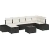 Image de vidaXL Ensemble de canapé de jardin avec coussins 8 pcs noir poly rotin