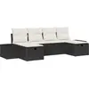 Image de vidaXL Ensemble de canapé de jardin avec coussins 6 pcs noir poly rotin