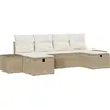Image de Ensemble de canapé de jardin vidaXL, 6 pièces, beige, en polyrotin