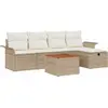 Image de Ensemble de canapés de jardin vidaXL, 6 pièces, beige, en polyrotin