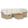 Image de Ensemble de canapé de jardin vidaXL, 7 pièces, beige, en résine tressée