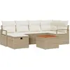 Image de Ensemble de canapé de jardin vidaXL, 7 pièces, beige, en résine tressée