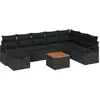 Image de vidaXL Ensemble de canapé de jardin avec coussins 9 pcs noir poly rotin