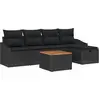 Image de vidaXL Ensemble de canapé de jardin avec coussins 6 pcs noir poly rotin