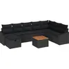 Image de vidaXL Ensemble de canapé de jardin avec coussins 9 pcs noir poly rotin