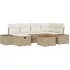 Image de Ensemble de canapé de jardin vidaXL, 7 pièces, beige, en résine tressée