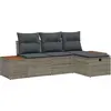 Image de vidaXL Ensemble de canapé de jardin avec coussins avec mémoire 4 pcs Gris Poly-Rotin