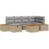 Image de Ensemble de canapé de jardin vidaXL, 7 pièces, beige, en résine tressée