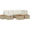 Image de Ensemble de canapé de jardin vidaXL, 7 pièces, beige, en résine tressée