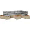 Image de Ensemble de canapé de jardin vidaXL, 9 pièces, beige, en polyrotin