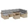 Image de Ensemble de canapés de jardin vidaXL, 9 pièces, beige, en polyrotin