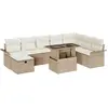 Image de vidaXL Ensemble de canapé de jardin avec coussins avec mémoire 9 pcs Beige Poly Rattan