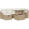 Image de Ensemble de canapé de jardin vidaXL, 7 pièces, beige, en résine tressée