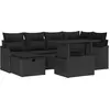 Image de vidaXL Ensemble de canapé de jardin avec coussins 7 pcs noir poly rotin