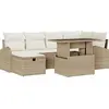 Image de Ensemble de canapé de jardin vidaXL, 7 pièces, beige, en résine tressée