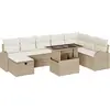 Image de vidaXL Ensemble de canapé de jardin avec coussins avec mémoire 9 pcs Beige Poly Rattan
