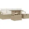 Image de Ensemble de canapé de jardin vidaXL, 6 pièces, beige, en polyrotin