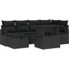 Image de vidaXL Ensemble de canapé de jardin avec coussins 7 pcs noir poly rotin