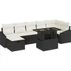 Image de vidaXL Ensemble de canapé de jardin avec coussins 8 pcs noir Poly rotin