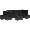 Image de vidaXL Ensemble de canapé de jardin avec coussins 8 pcs noir Poly rotin