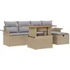 Image de Ensemble de canapé de jardin vidaXL, 6 pièces, beige, en polyrotin