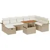 Image de vidaXL Ensemble de canapé de jardin avec coussins avec mémoire 9 pcs Beige Poly-Rotin
