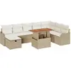 Image de vidaXL Ensemble de canapé de jardin avec coussins avec mémoire 9 pcs Beige Poly-Rotin