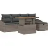 Image de vidaXL Ensemble de canapé de jardin avec coussins avec mémoire 6 pcs Gris Poly-Rotin