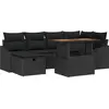 Image de vidaXL Ensemble de canapé de jardin avec coussins 7 pcs noir poly rotin