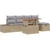 Image de Ensemble de canapés de jardin vidaXL, 6 pièces, beige, en polyrotin