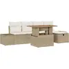 Image de Ensemble de canapés de jardin vidaXL, 6 pièces, beige, en polyrotin