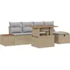 Image de Ensemble de canapé de jardin vidaXL, 6 pièces, beige, en polyrotin