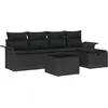 Image de vidaXL Ensemble de canapé de jardin avec coussins 6 pcs noir Poly rotin
