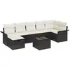 Image de vidaXL Ensemble de canapé de jardin avec coussins 8 pcs noir Poly rotin