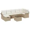 Image de vidaXL Ensemble de canapé de jardin avec coussins avec mémoire 8 pcs Beige Poly Rattan