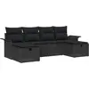 Image de vidaXL Ensemble de canapé de jardin avec coussins 6 pcs noir Poly rotin