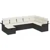 Image de vidaXL Ensemble de canapé de jardin avec coussins 8 pcs noir Poly rotin